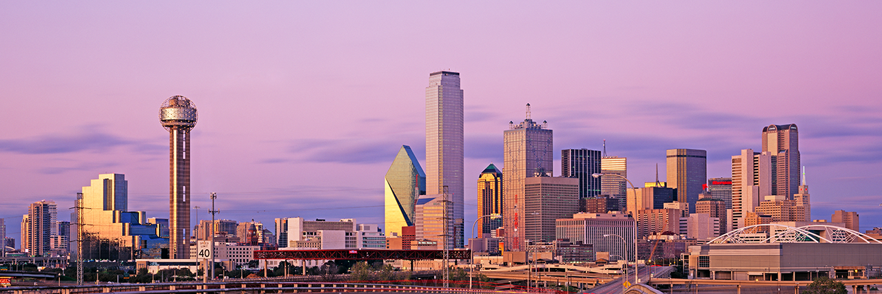 Photo of Dallas skyline at sunset